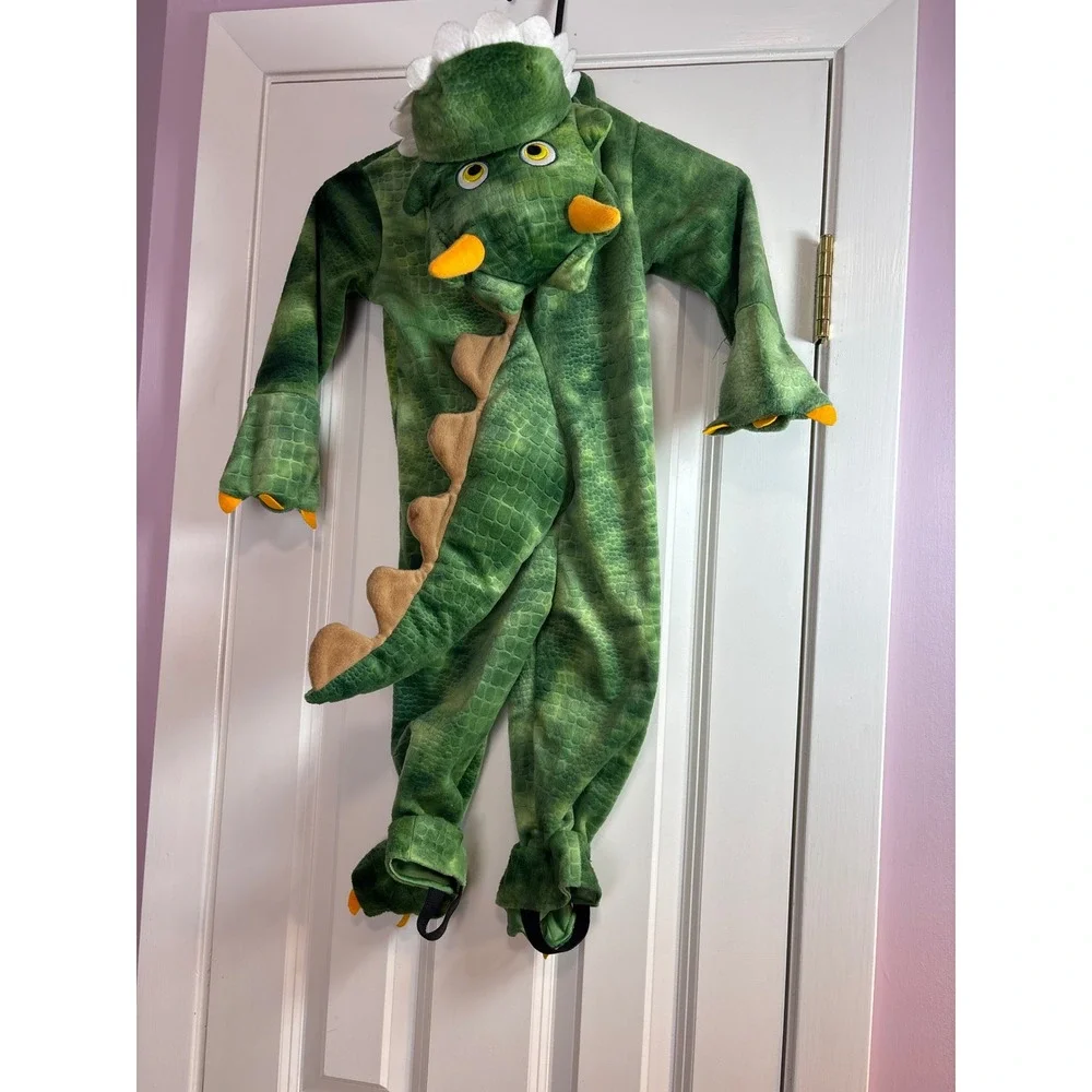 Koala Kids Green Dragon Dinosaur Costume Plush Hooded Jumpsuit 12-18M